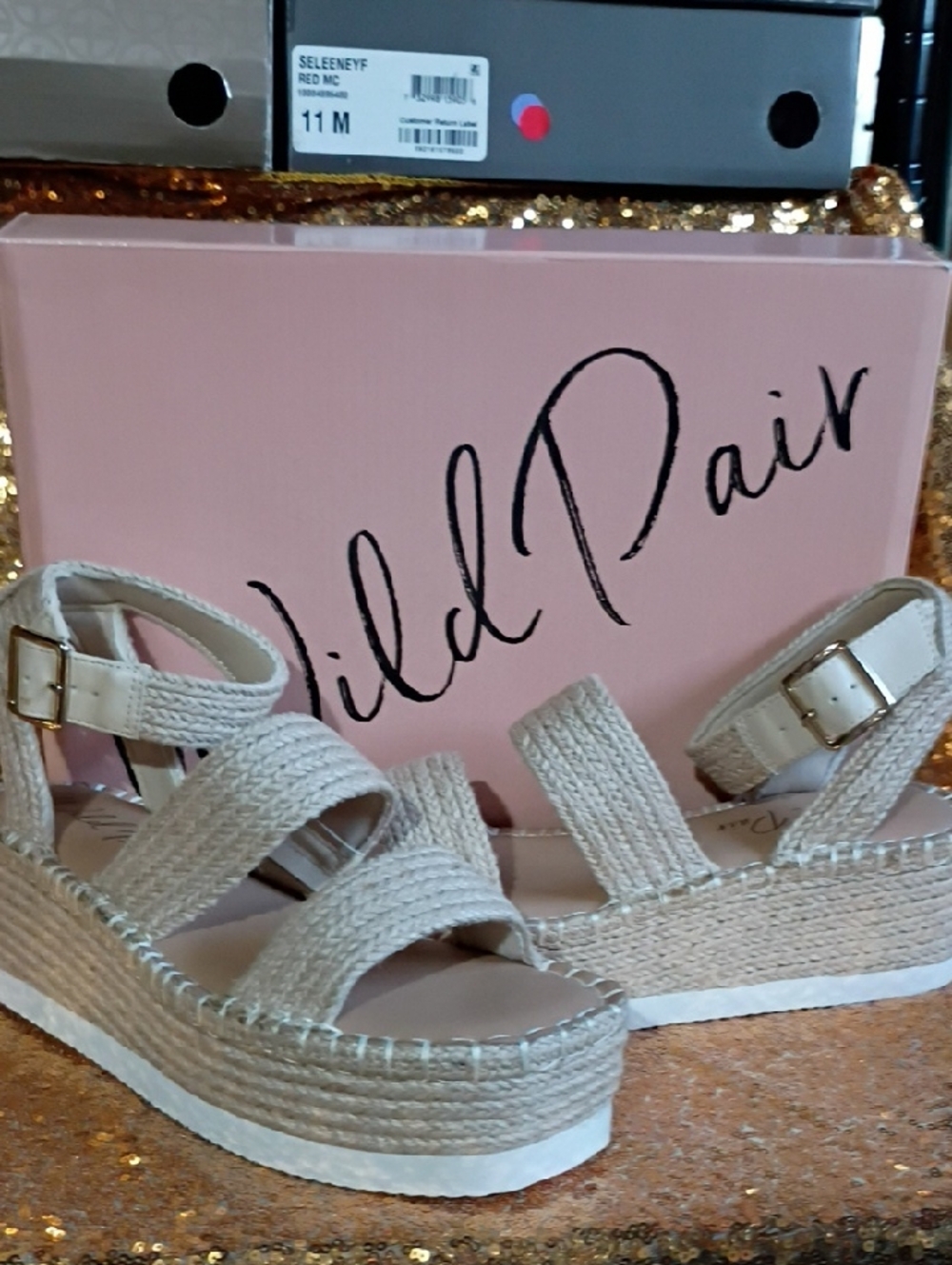 Wild Pair Cream Braided Espadrille Platform Sandals